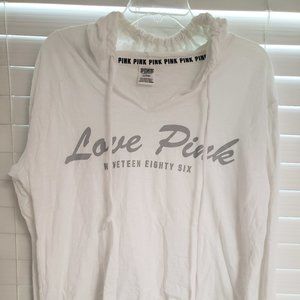 Pink - White Short Lightweight cotton hooded top size M